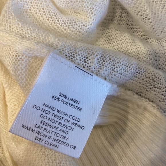 White + Warren Linen Blend Knit Toe Top Buttons Short Sleeve Ivory White - Picture 10 of 10